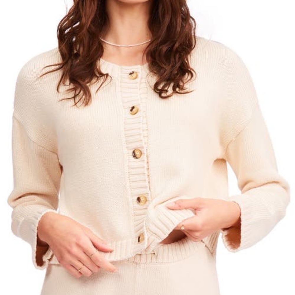 Nwt | Billabong This Way Button-up Sweater in Beige Size Large